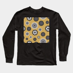 Modern Gears on Yellow background Long Sleeve T-Shirt